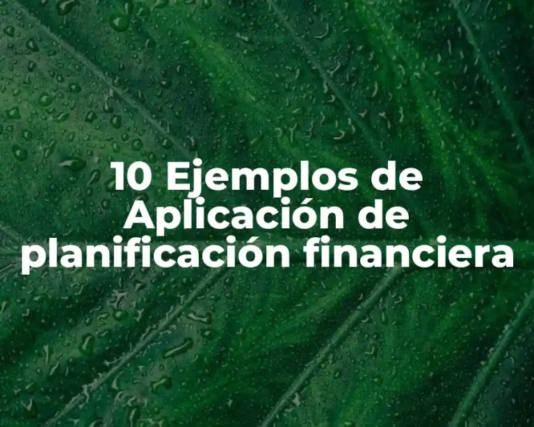10 Ejemplos de Aplicación de planificación financiera