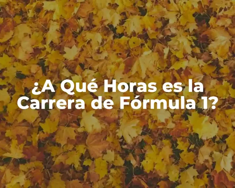 ¿A Qué Horas es la Carrera de Fórmula 1?