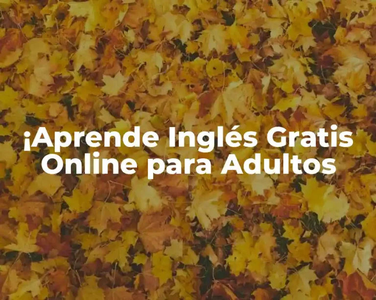 ¡Aprende Inglés Gratis Online para Adultos