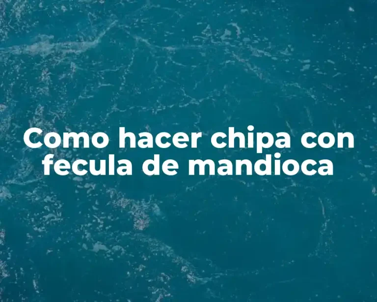 Como hacer chipa con fecula de mandioca