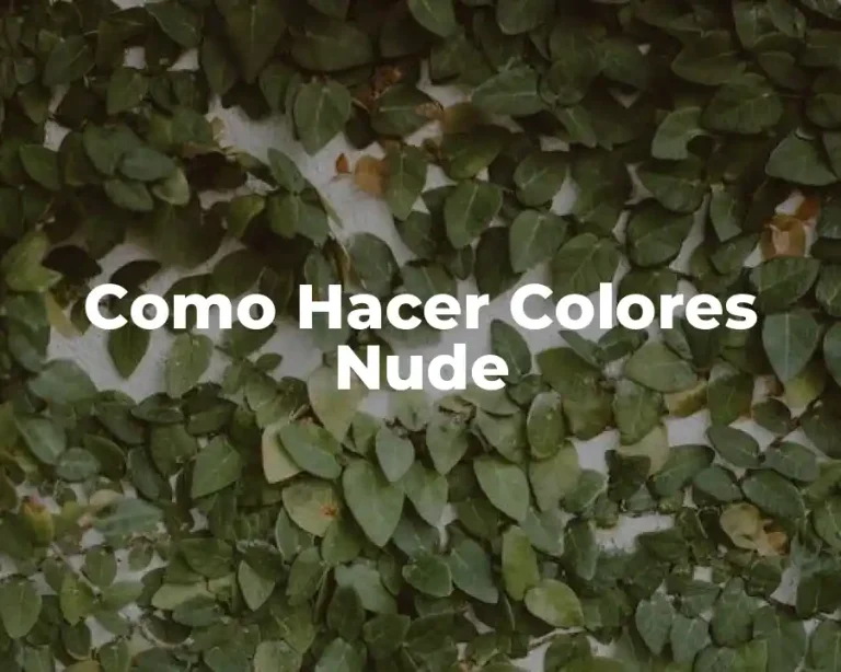 Como Hacer Colores Nude