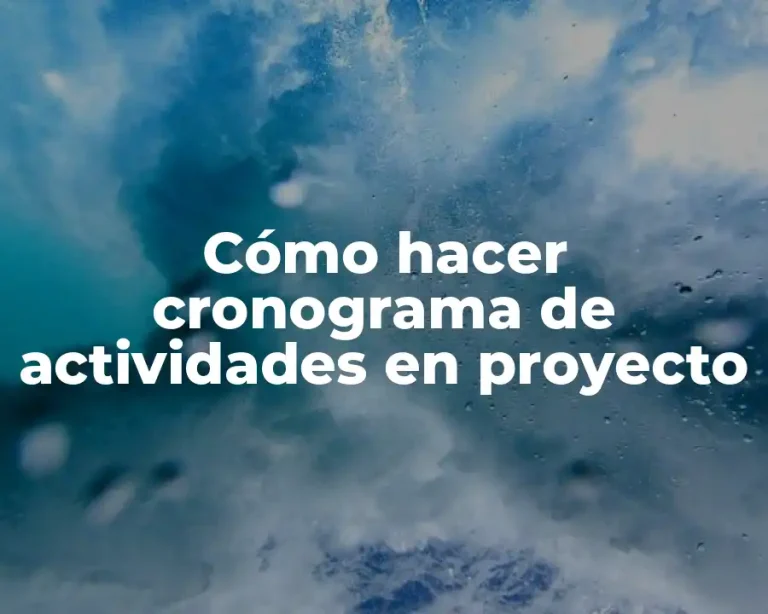 Cómo hacer cronograma de actividades en proyecto