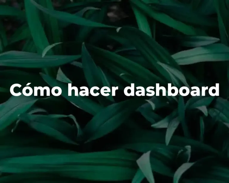 Cómo hacer dashboard