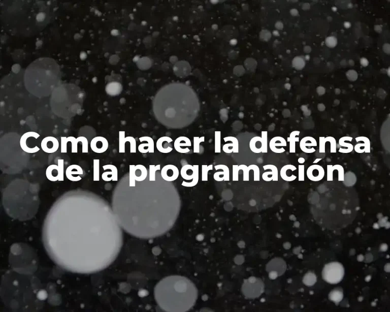 Como hacer la defensa de la programación