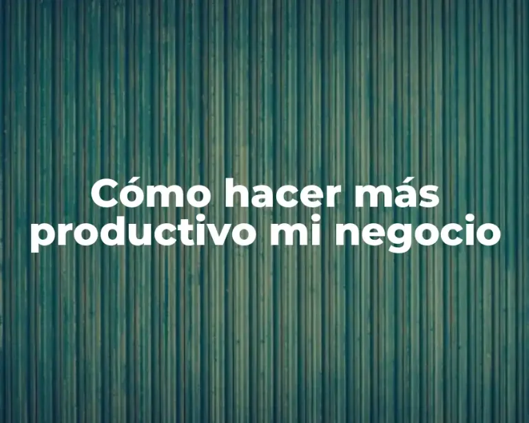 Cómo hacer más productivo mi negocio
