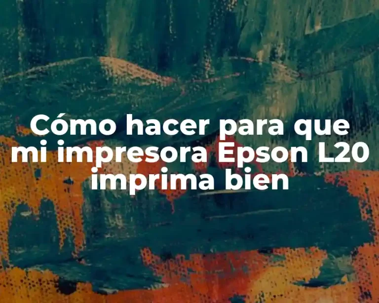 Cómo hacer para que mi impresora Epson L20 imprima bien