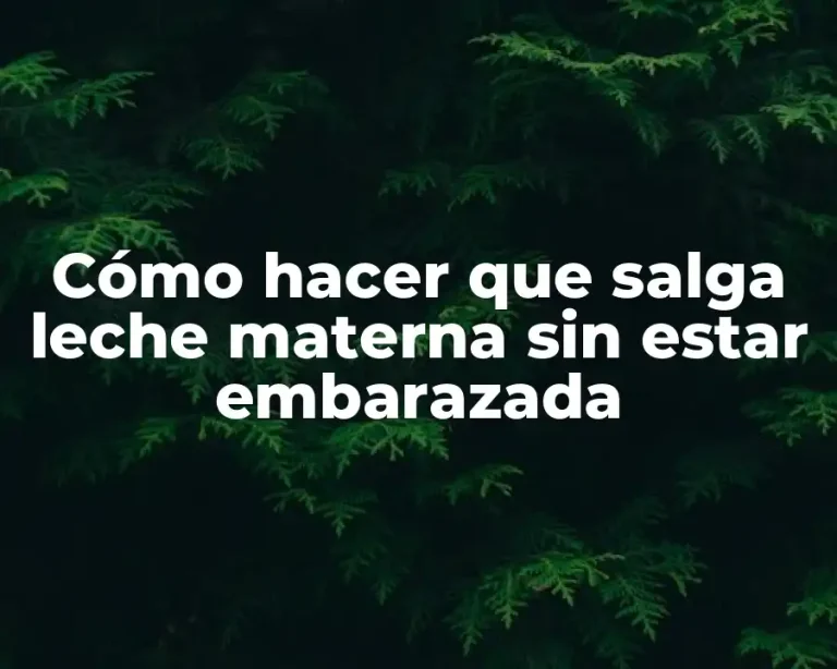 Cómo hacer que salga leche materna sin estar embarazada