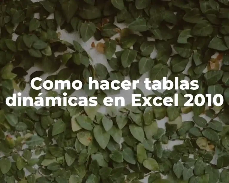 Como hacer tablas dinámicas en Excel 2010