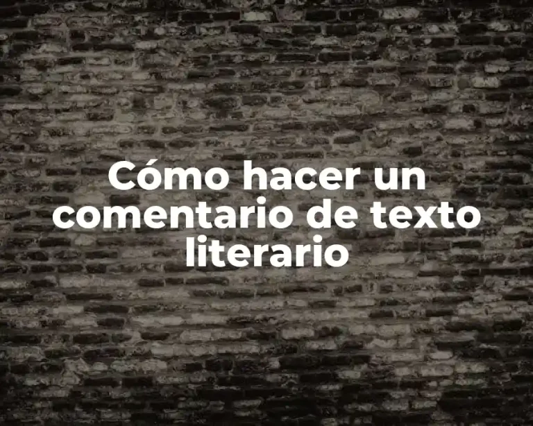 Cómo hacer un comentario de texto literario