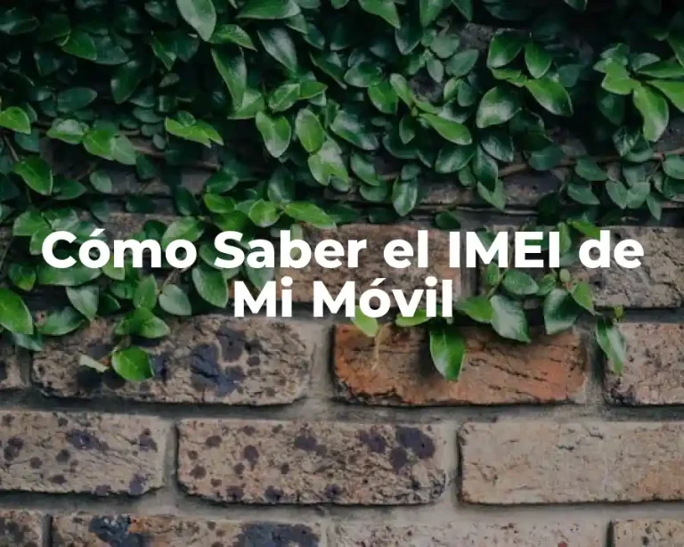 Cómo Saber el IMEI de Mi Móvil