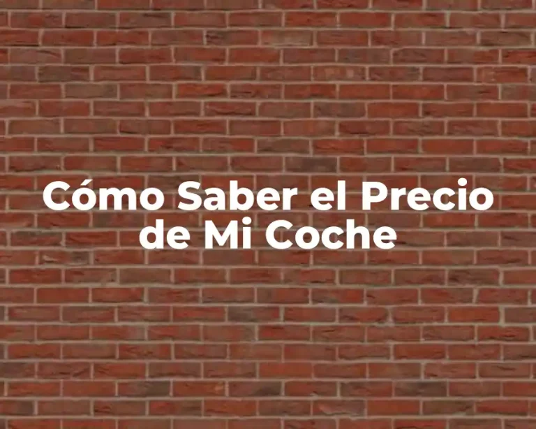 Cómo Saber el Precio de Mi Coche