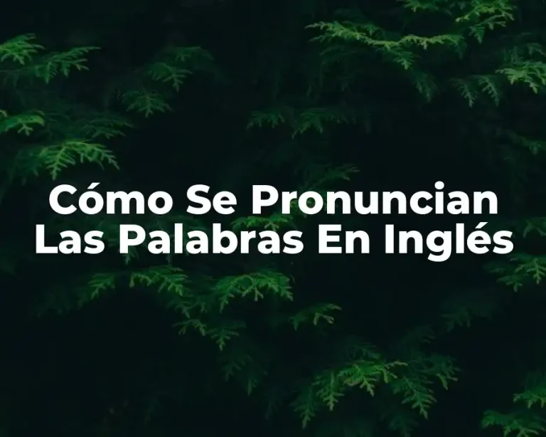 Cómo Se Pronuncian Las Palabras En Inglés