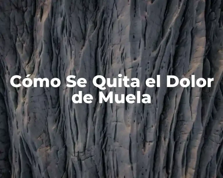Cómo Se Quita el Dolor de Muela