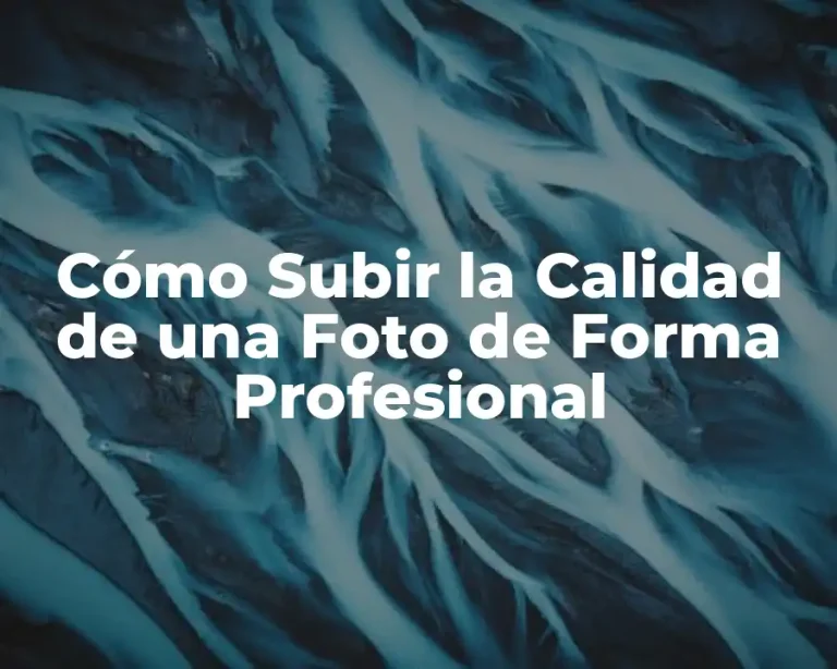 Cómo Subir la Calidad de una Foto de Forma Profesional