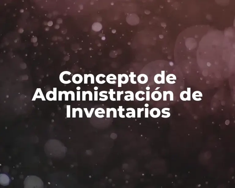 Concepto de Administración de Inventarios