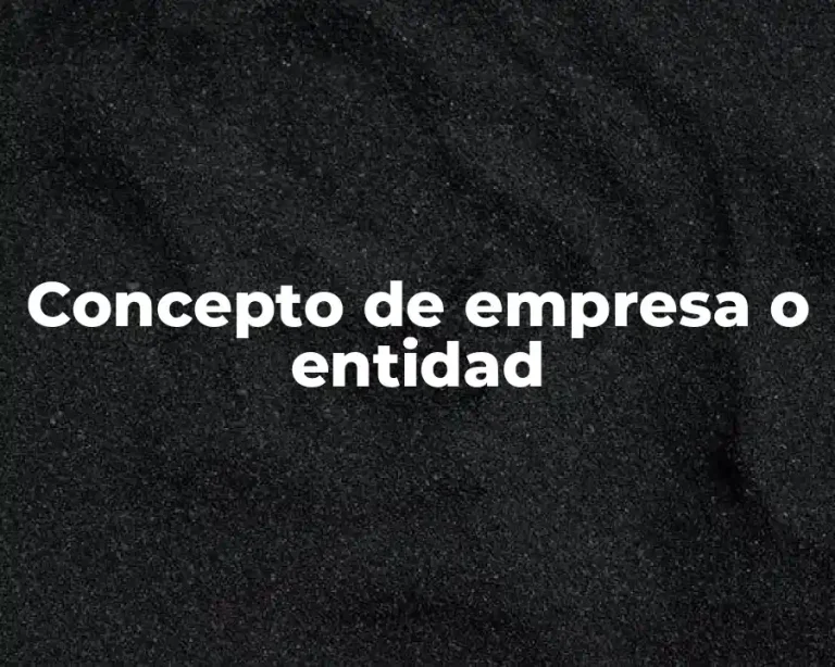 Concepto de empresa o entidad