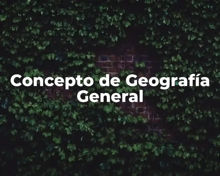 Concepto de Geografía General