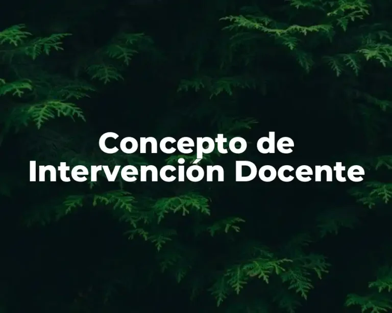 Concepto de Intervención Docente