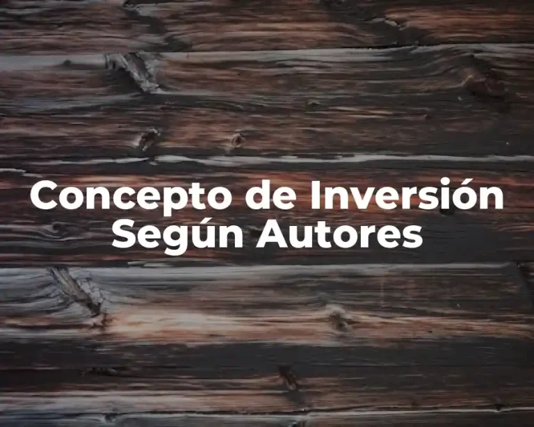 Concepto de Inversión Según Autores