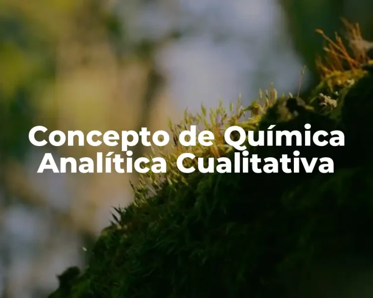 Concepto de Química Analítica Cualitativa