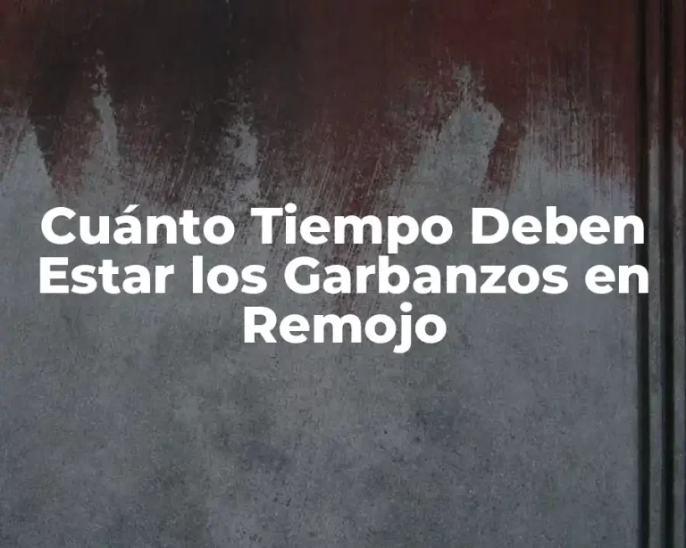 Cuánto Tiempo Deben Estar los Garbanzos en Remojo
