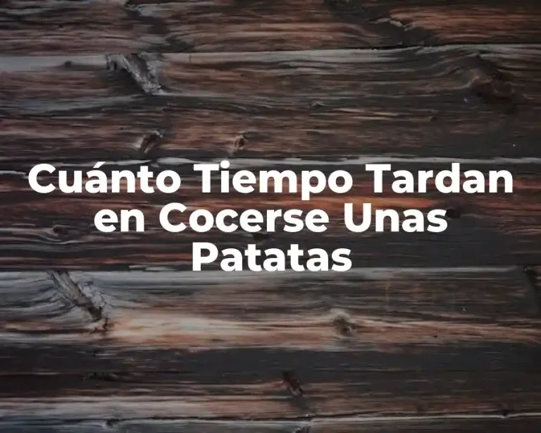 Cuánto Tiempo Tardan en Cocerse Unas Patatas