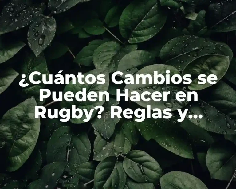 ¿Cuántos Cambios se Pueden Hacer en Rugby? Reglas y Estrategias