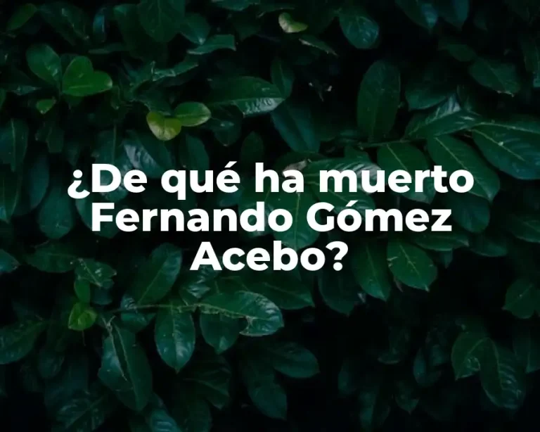 ¿De qué ha muerto Fernando Gómez Acebo?