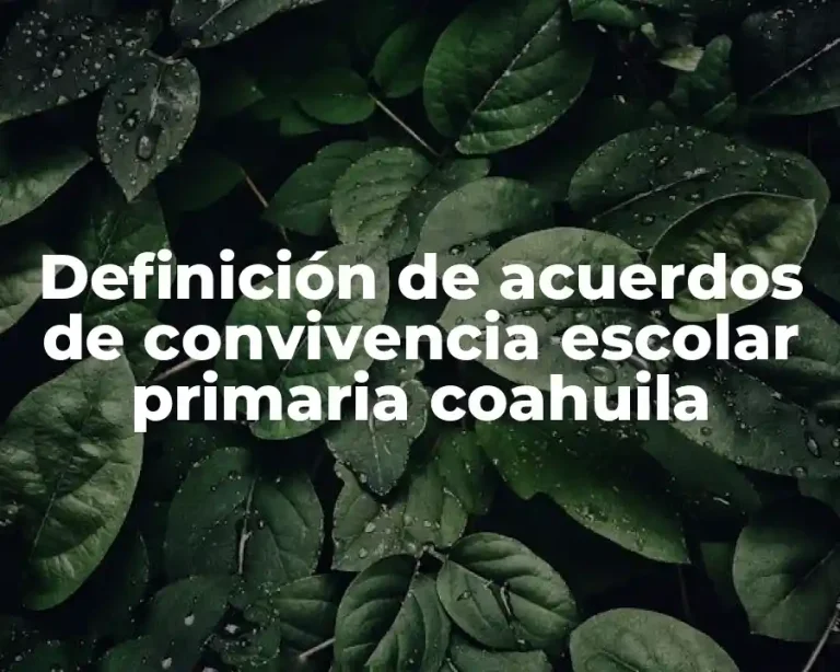 Definición de acuerdos de convivencia escolar primaria coahuila
