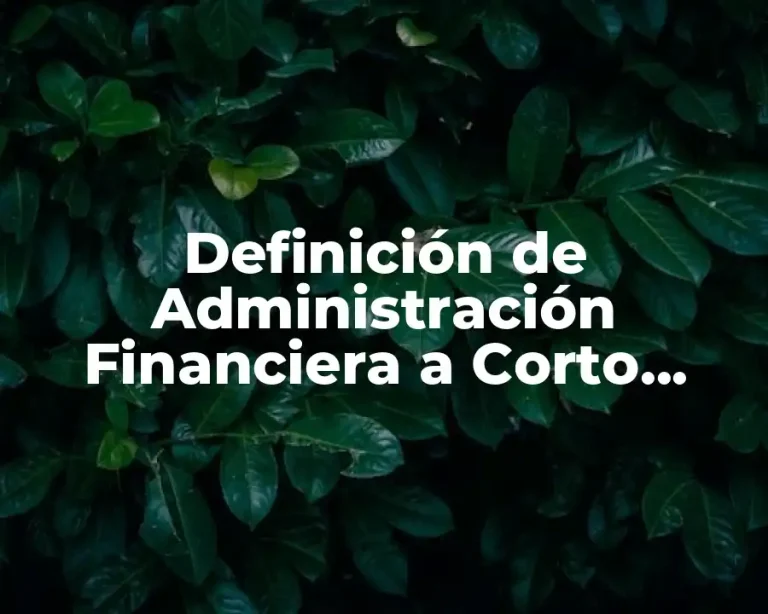 Definición de Administración Financiera a Corto Plazo