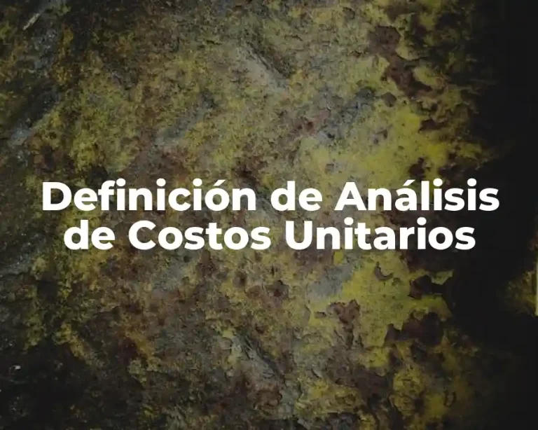 Definición de Análisis de Costos Unitarios
