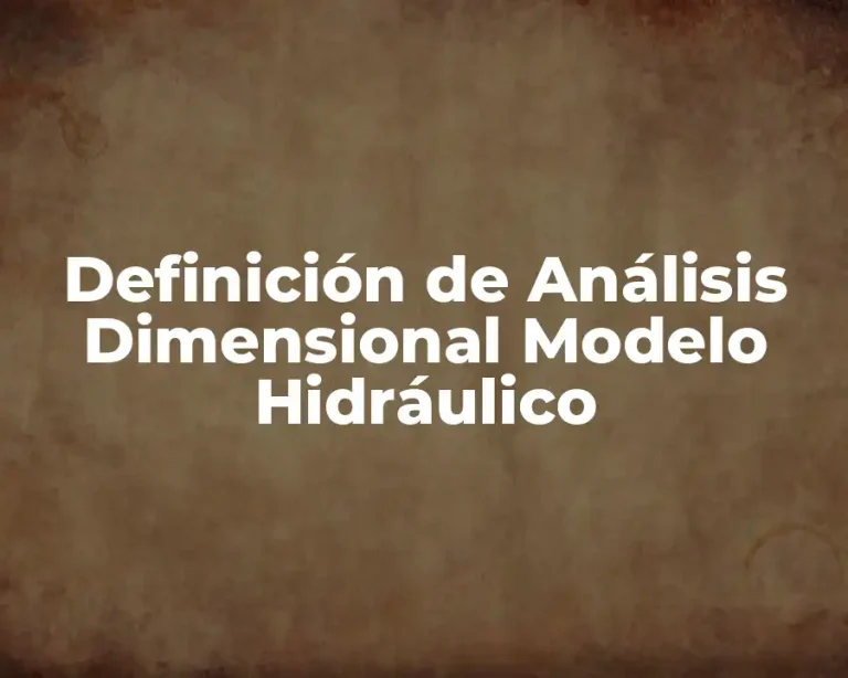 Definición de Análisis Dimensional Modelo Hidráulico