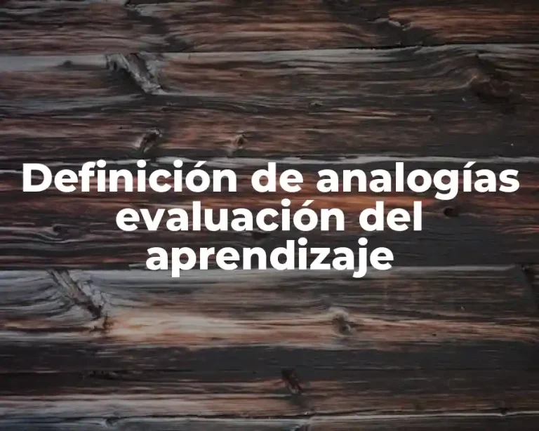 Definición de analogías evaluación del aprendizaje