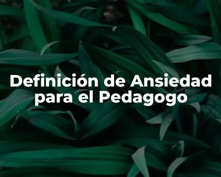 Definición de Ansiedad para el Pedagogo