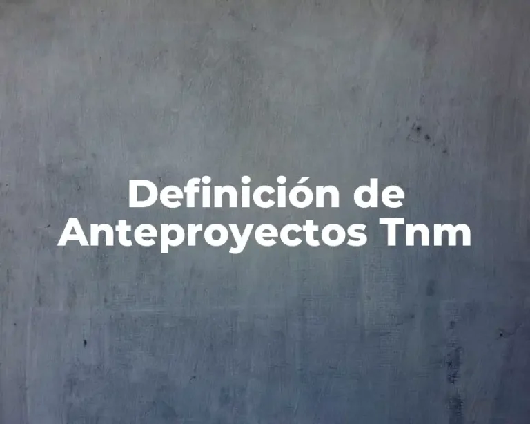 Definición de Anteproyectos Tnm