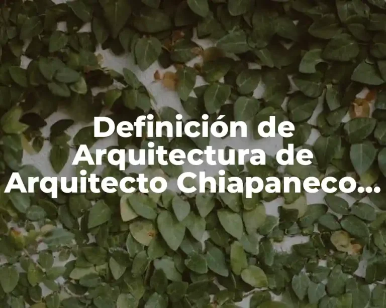 Definición de Arquitectura de Arquitecto Chiapaneco Famoso
