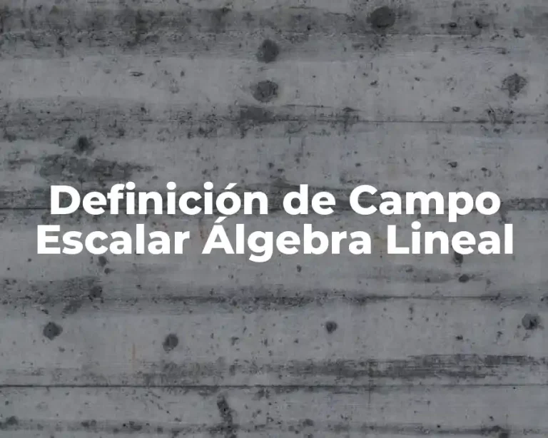 Definición de Campo Escalar Álgebra Lineal