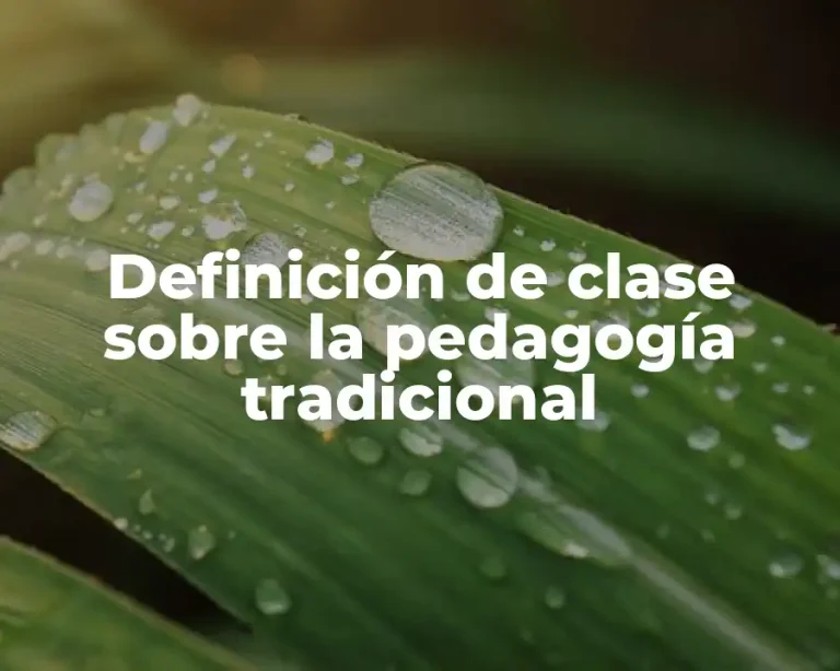 Definición de clase sobre la pedagogía tradicional