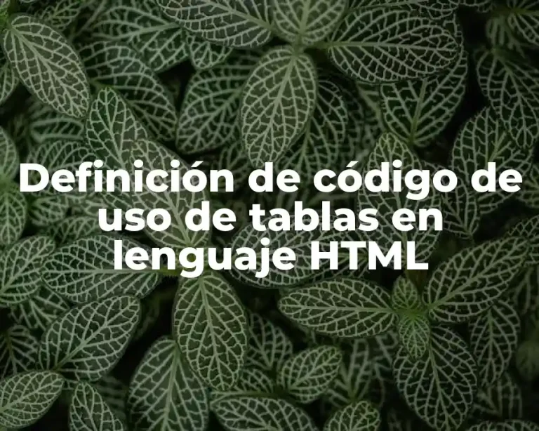 Definición de código de uso de tablas en lenguaje HTML