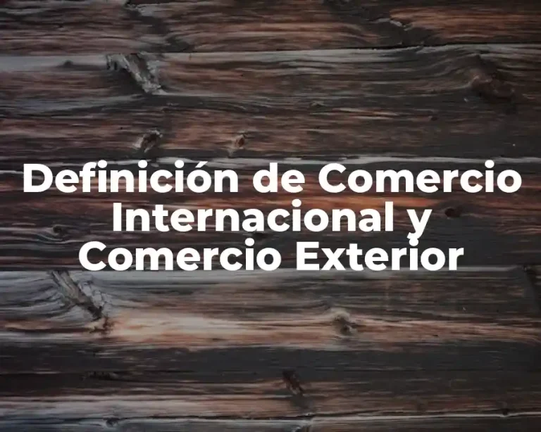 Definición de Comercio Internacional y Comercio Exterior