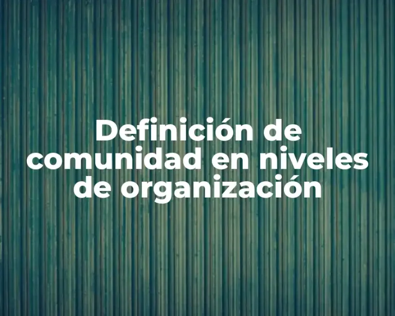 Definición de comunidad en niveles de organización
