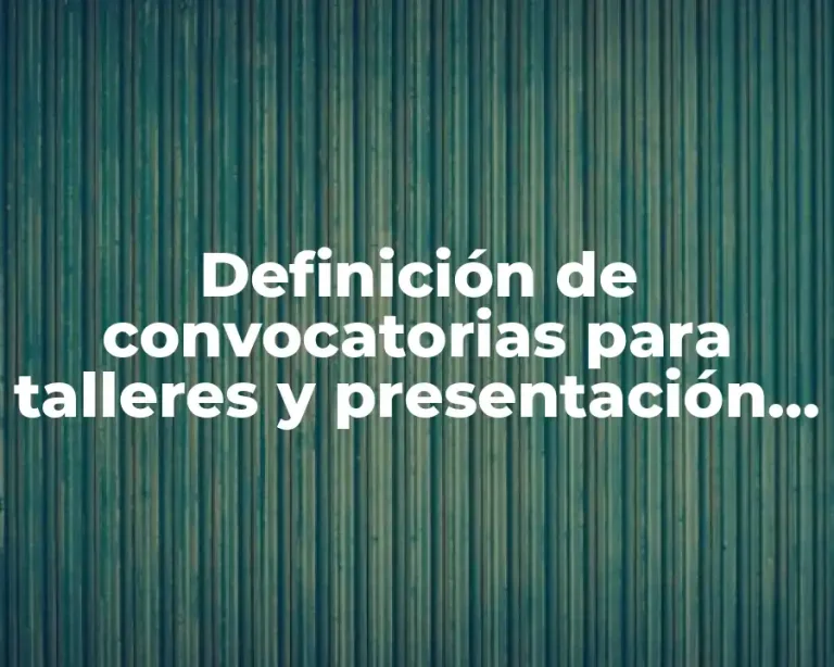 Definición de convocatorias para talleres y presentación de proyecto