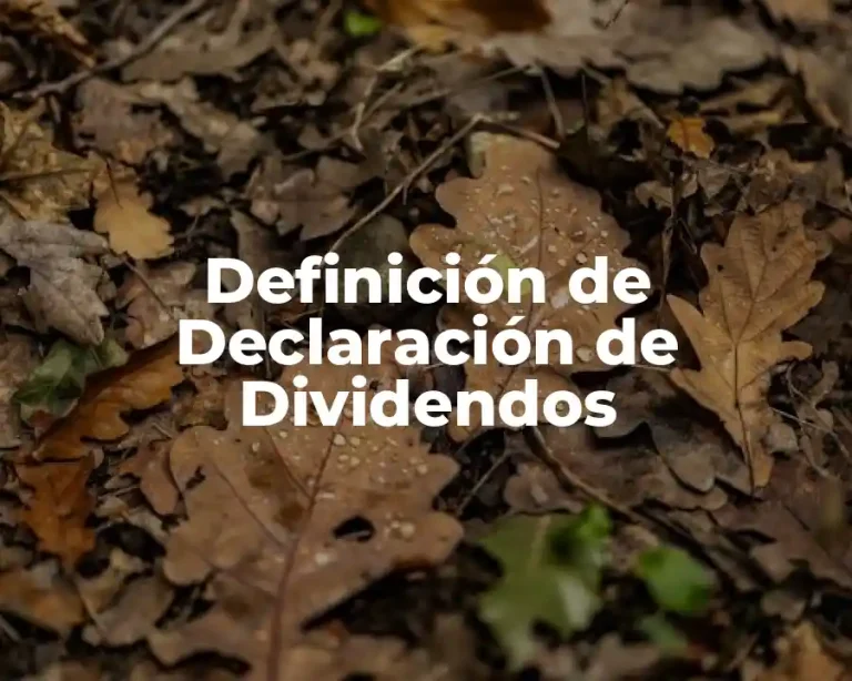 Definición de Declaración de Dividendos