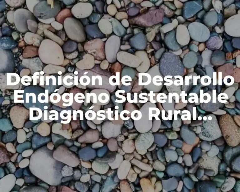 Definición de Desarrollo Endógeno Sustentable Diagnóstico Rural Participativo