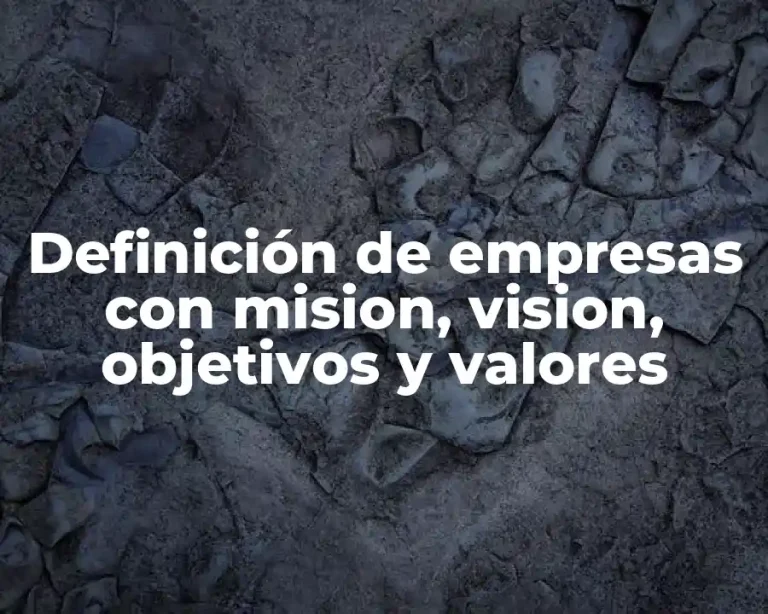 Definición de empresas con mision, vision, objetivos y valores
