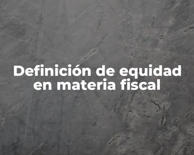 Definición de equidad en materia fiscal