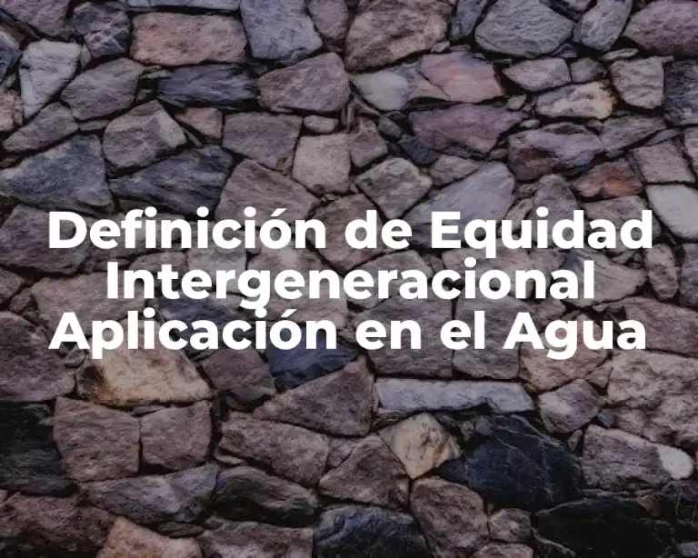 Definición de Equidad Intergeneracional Aplicación en el Agua