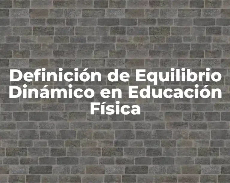 Definición de Equilibrio Dinámico en Educación Física