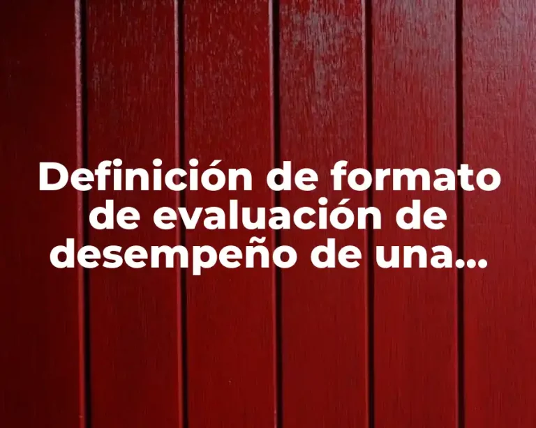 Definición de formato de evaluación de desempeño de una empresa