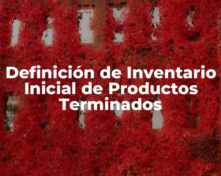 Definición de Inventario Inicial de Productos Terminados